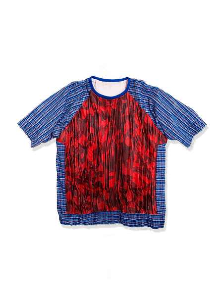 Pleated Crewneck Leather